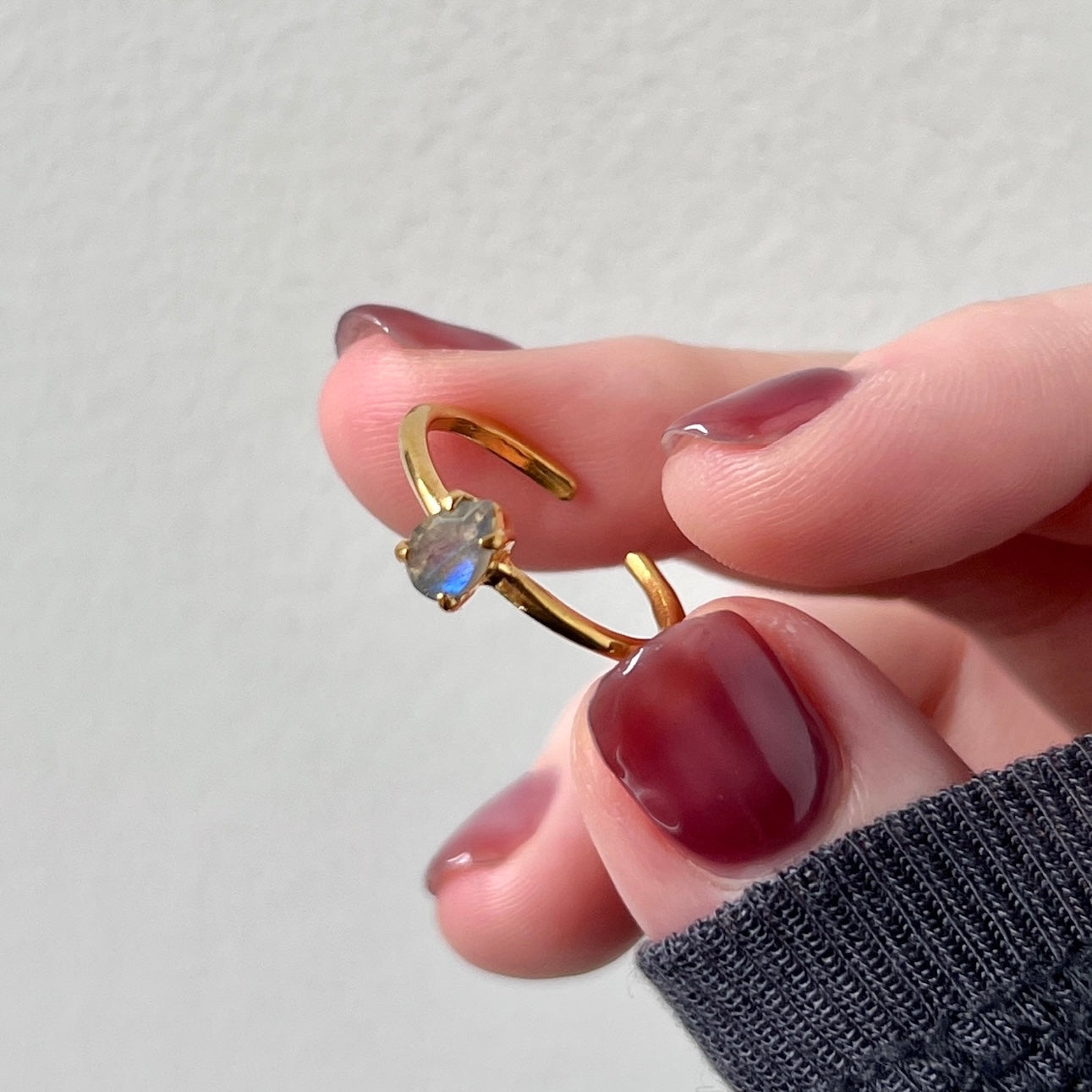 [ labradorite ] dorp faceted cut ring  gold [ free size ]