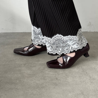 【Brown】square toe maryjane pumps【サンプル品(返品不可)】