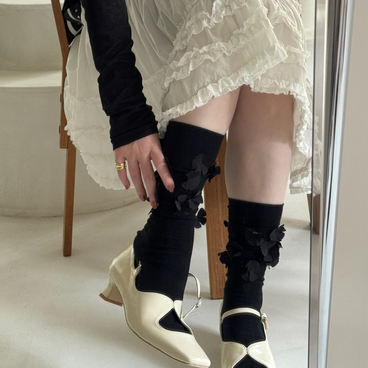 【Ivory】square toe maryjane pumps【サンプル品(返品不可)】