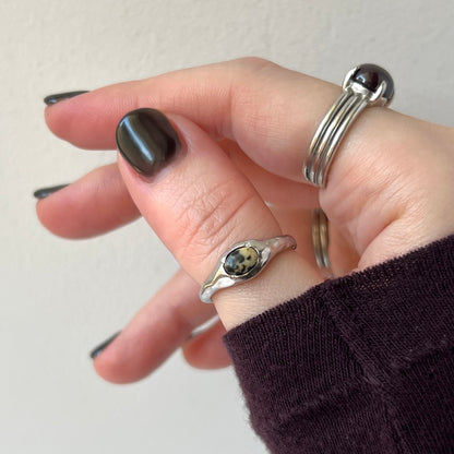 [ dalmatian jasper ] pebble silver