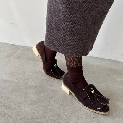 【BROWN】layered lace socks