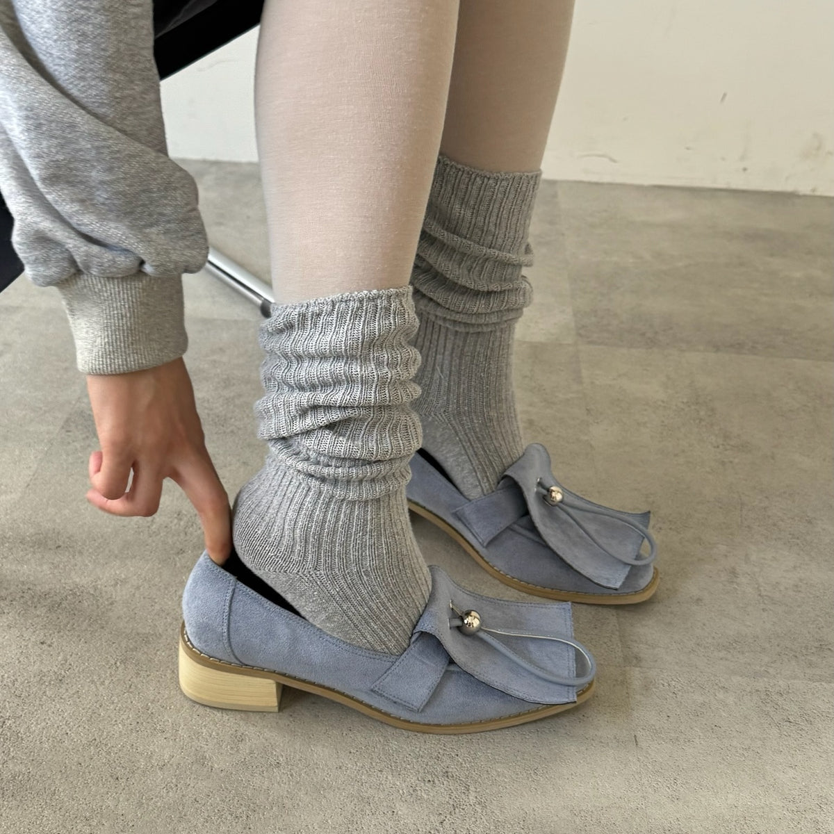 【Blue】suede flap loafer【サンプル品(返品不可)】