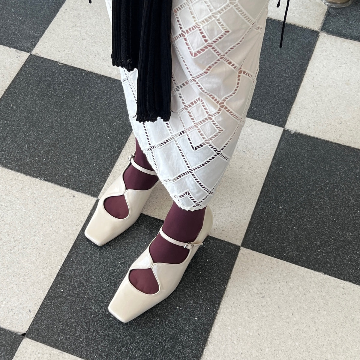 【Ivory】square toe maryjane pumps【サンプル品(返品不可)】