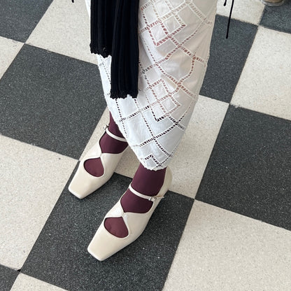 【Ivory】square toe maryjane pumps【サンプル品(返品不可)】