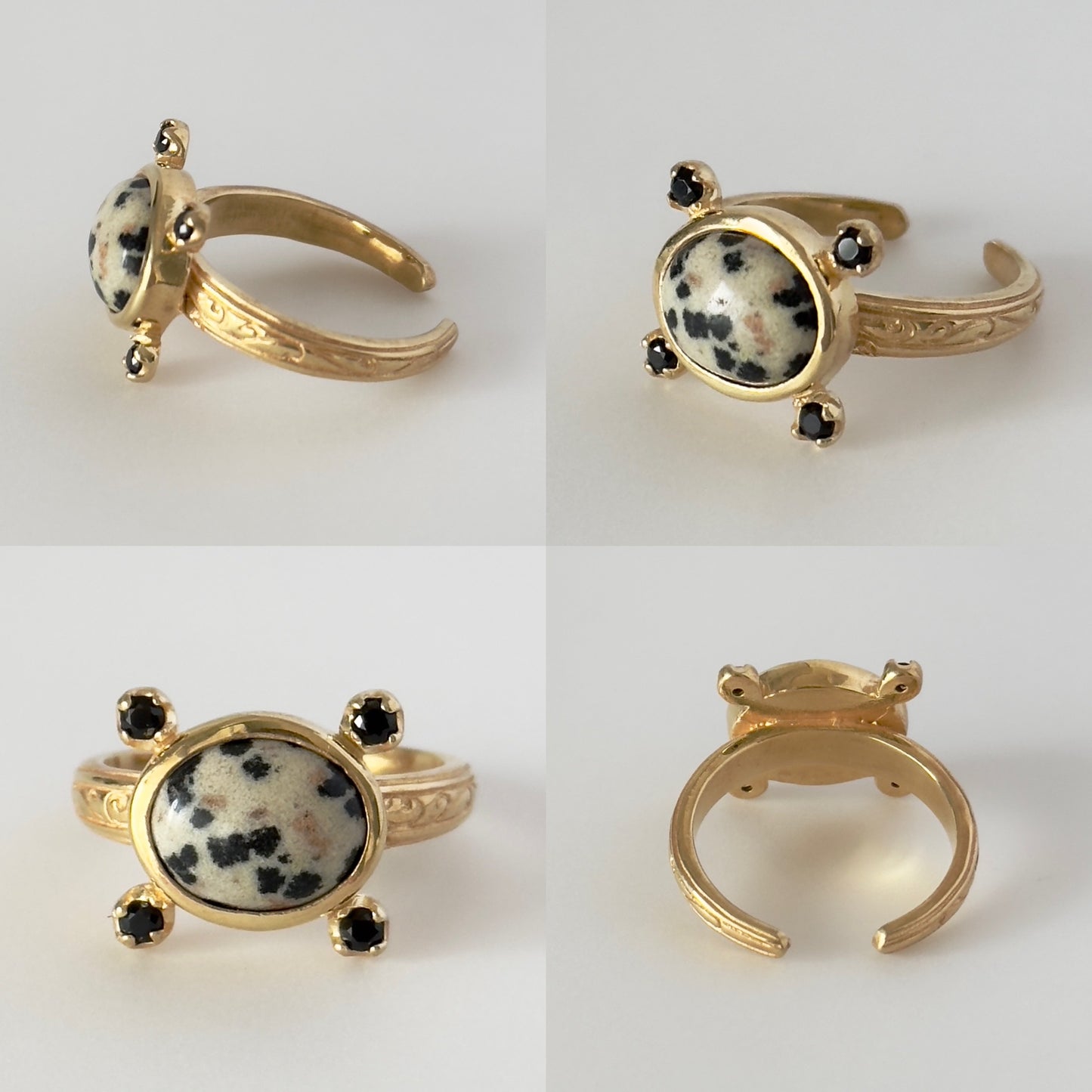 [ dalmatian jasper ] oval petit gold [ free size ]