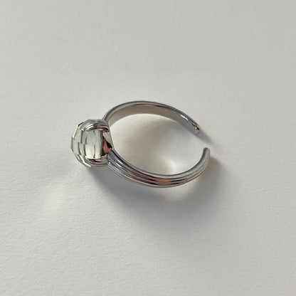 [ green amethyst (multi-faceted) ] croissant silver