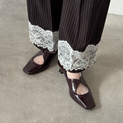 【Brown】square toe maryjane pumps【サンプル品(返品不可)】