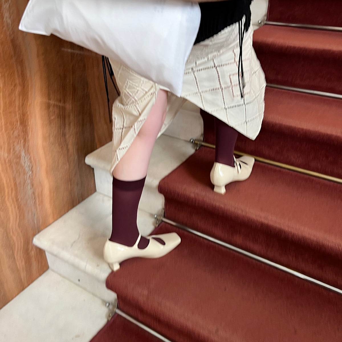 【Ivory】square toe maryjane pumps【サンプル品(返品不可)】