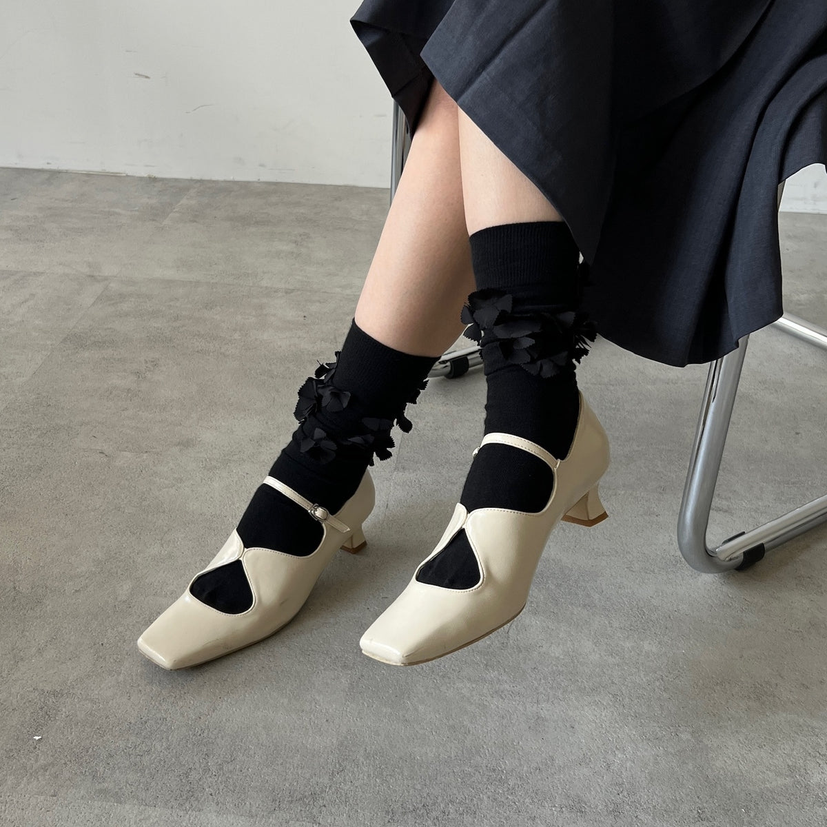 【Ivory】square toe maryjane pumps【サンプル品(返品不可)】