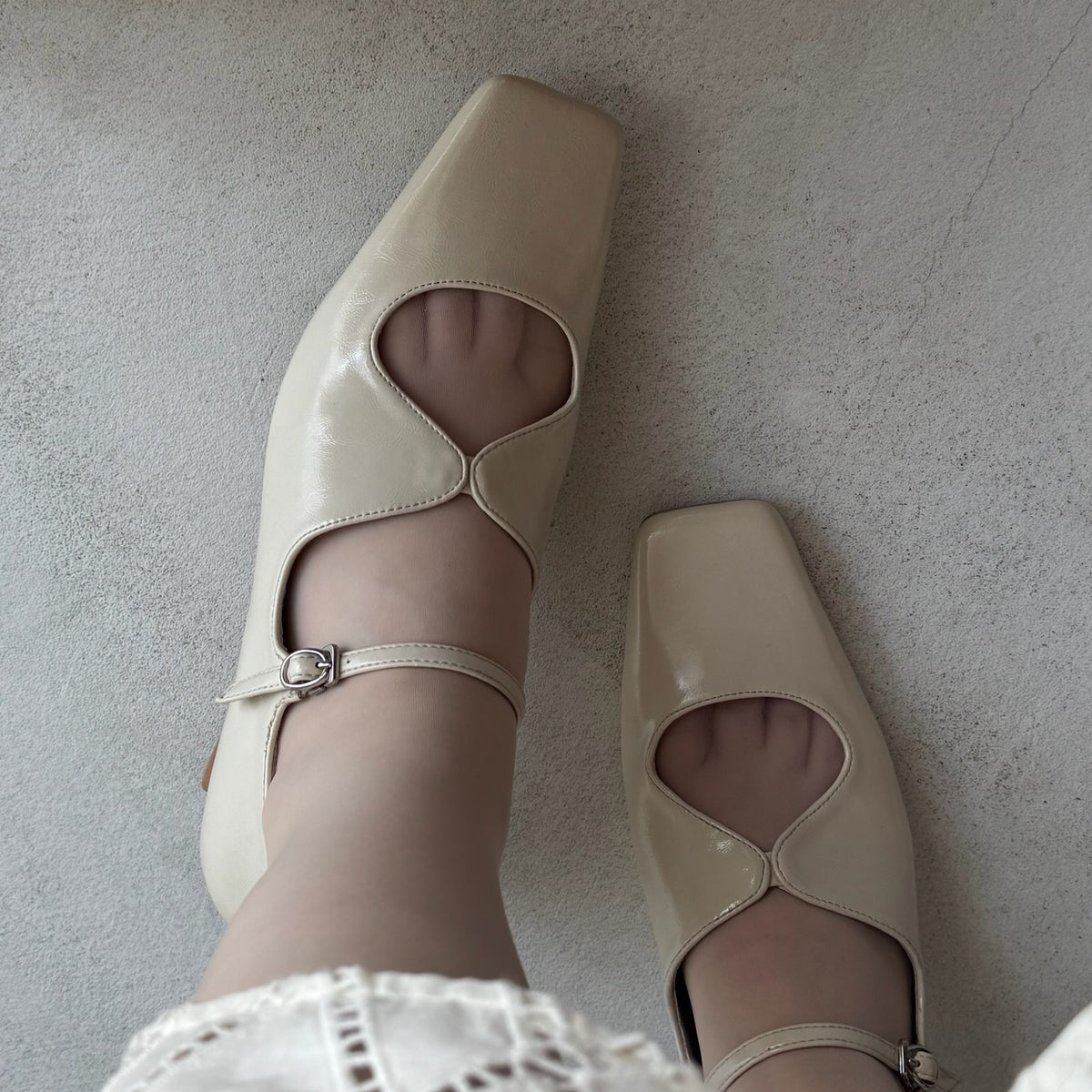 【Ivory】square toe maryjane pumps【サンプル品(返品不可)】