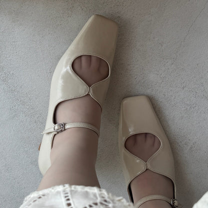 【Ivory】square toe maryjane pumps【サンプル品(返品不可)】