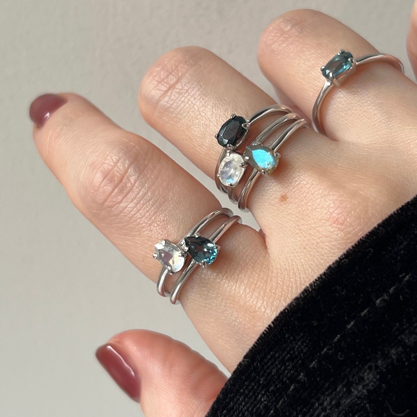 [ labradorite ] dorp faceted cut ring  silver [ free size ]