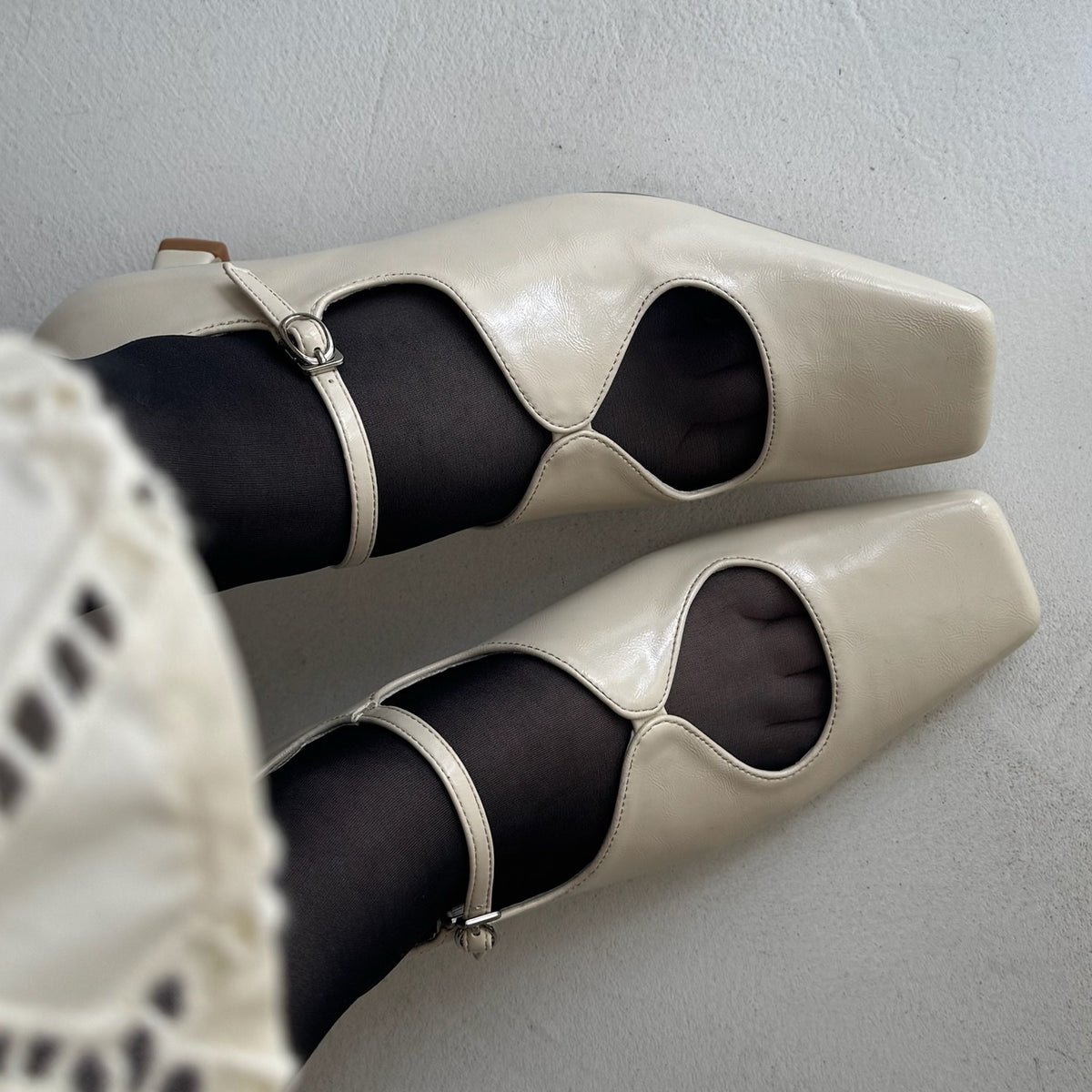 【Ivory】square toe maryjane pumps【サンプル品(返品不可)】