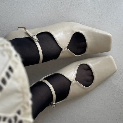 【Ivory】square toe maryjane pumps【サンプル品(返品不可)】