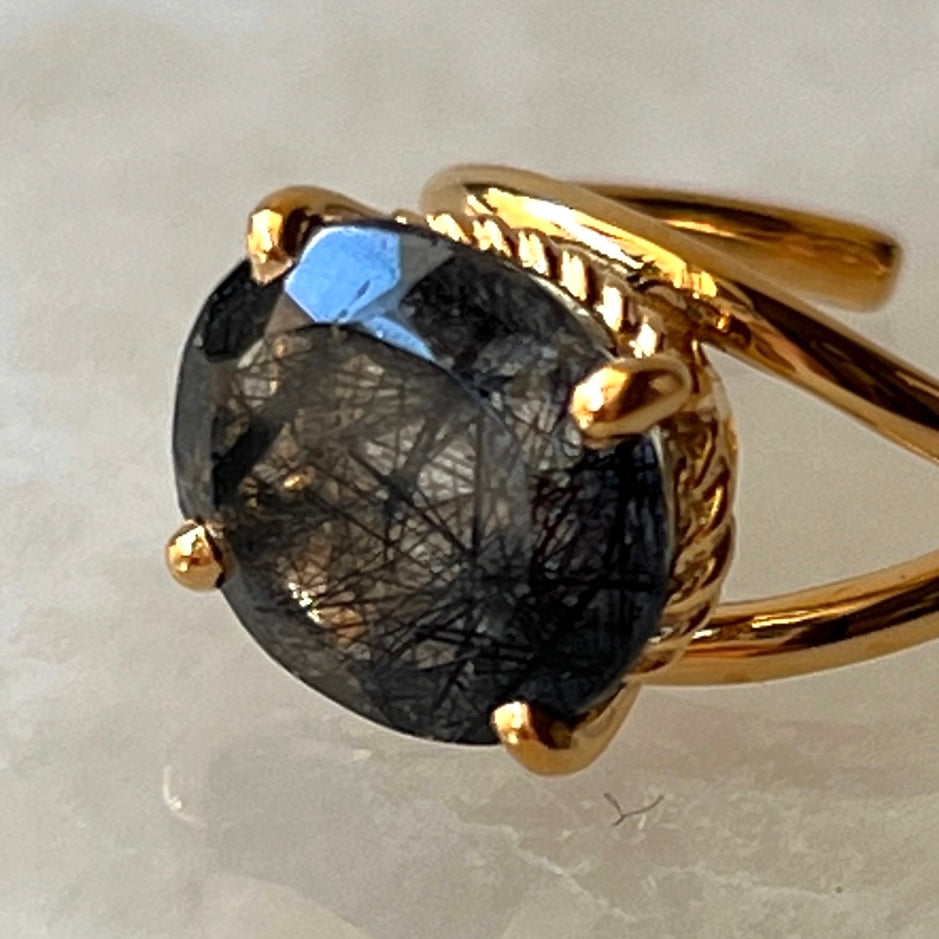 [ tourmaline quartz (dark) ] reine -pinky gold