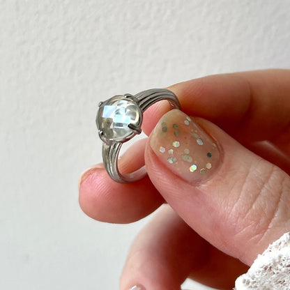[ green amethyst (multi-faceted) ] croissant silver
