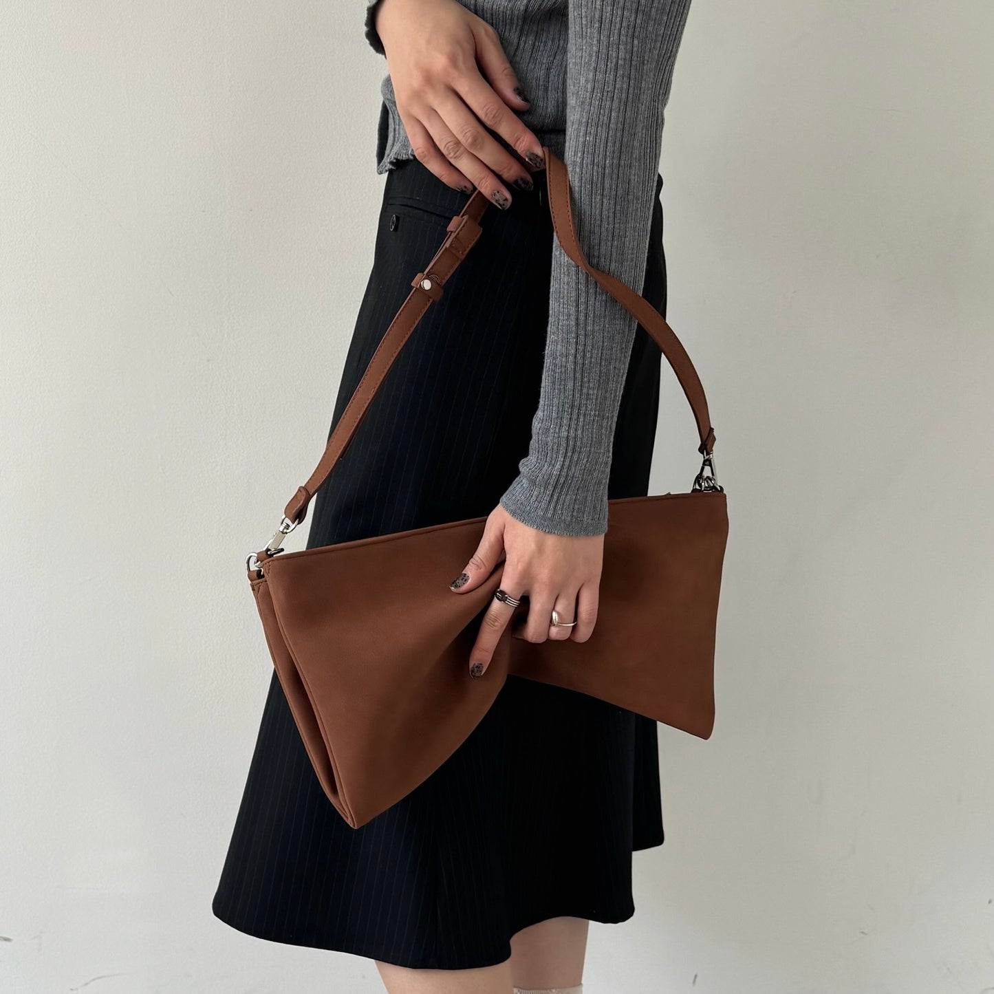 【BROWN】2way suede shoulder tote bag