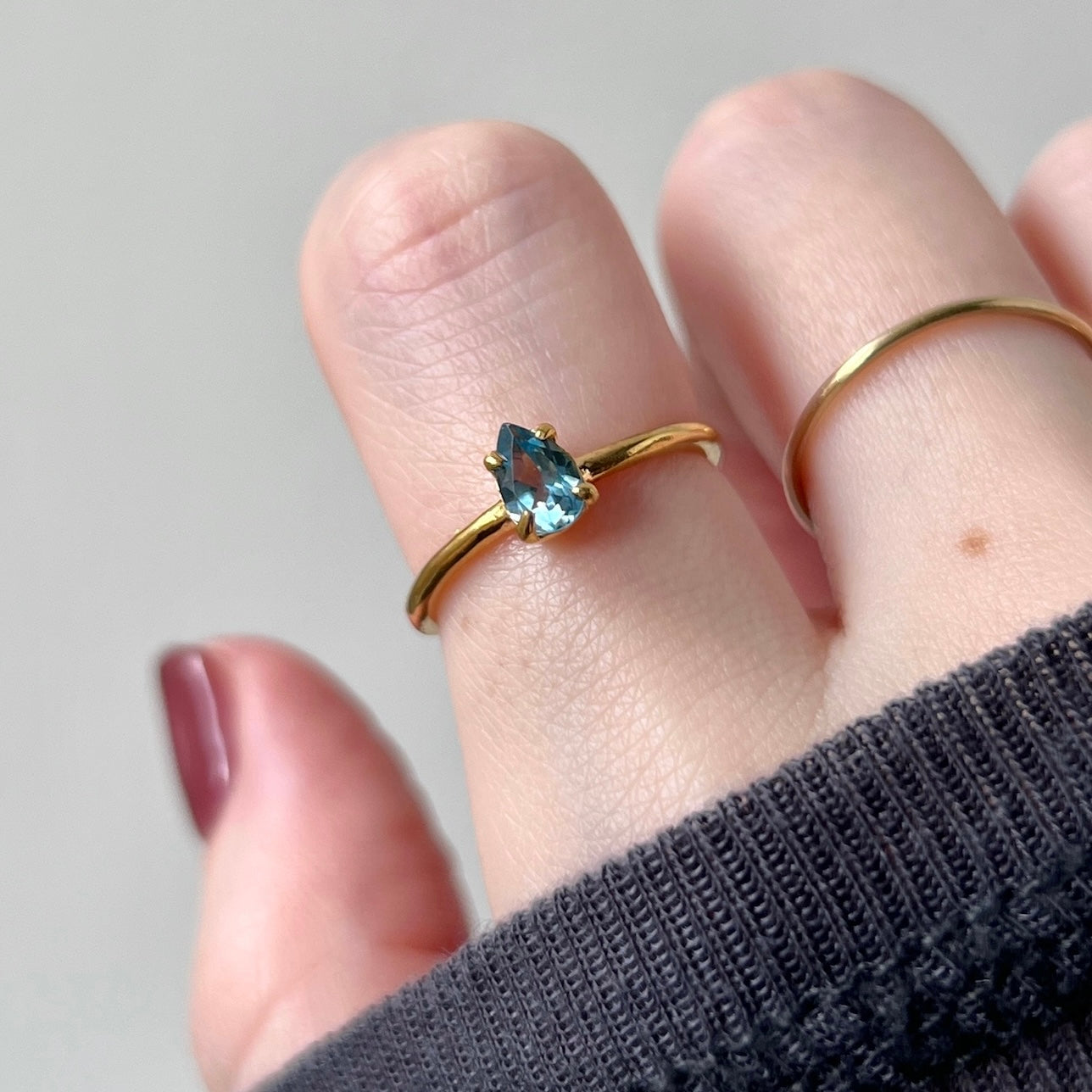 [ london blue topaz ] dorp faceted cut ring  gold [ free size ]