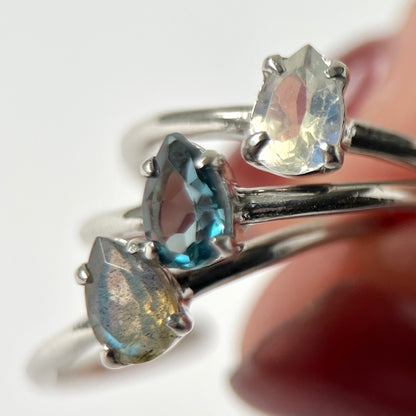 [ london blue topaz ] dorp faceted cut ring  silver [ free size ]