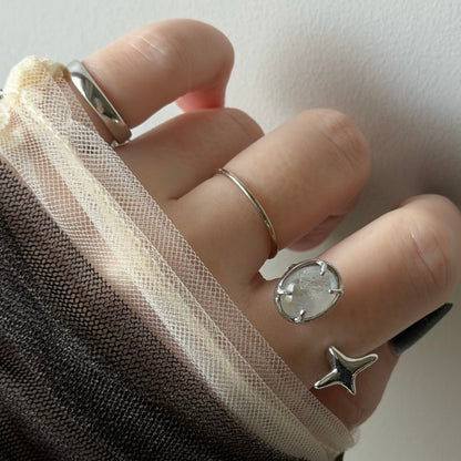 [ rainbow moon stone ] four pointed star silver
