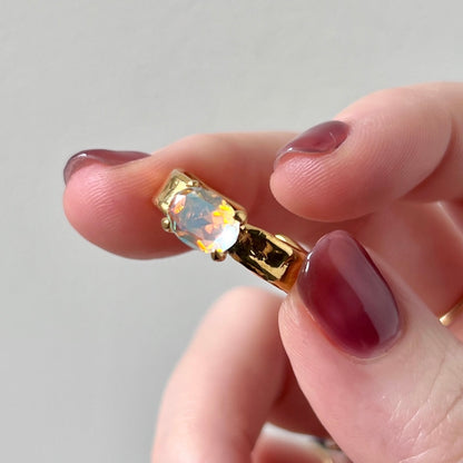 [ angel aura quartz ] um gold ring