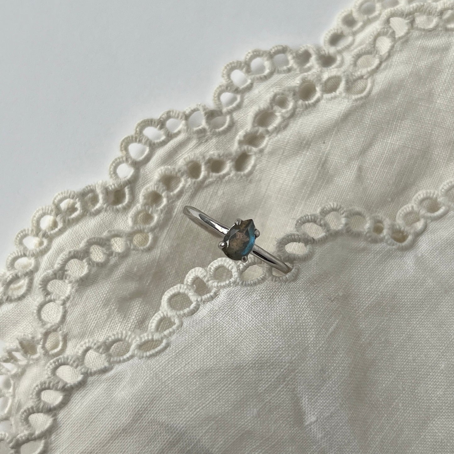 [ labradorite ] dorp faceted cut ring  silver [ free size ]