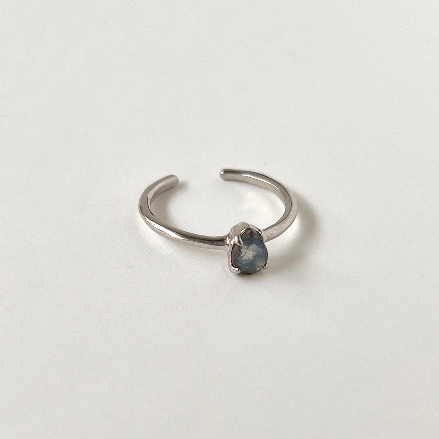[ labradorite ] dorp faceted cut ring  silver [ free size ]
