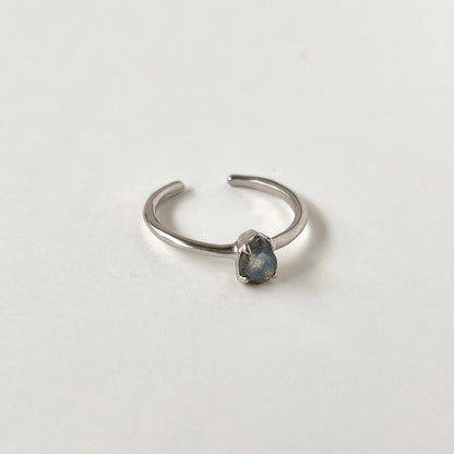 [ labradorite ] dorp faceted cut ring  silver [ free size ]
