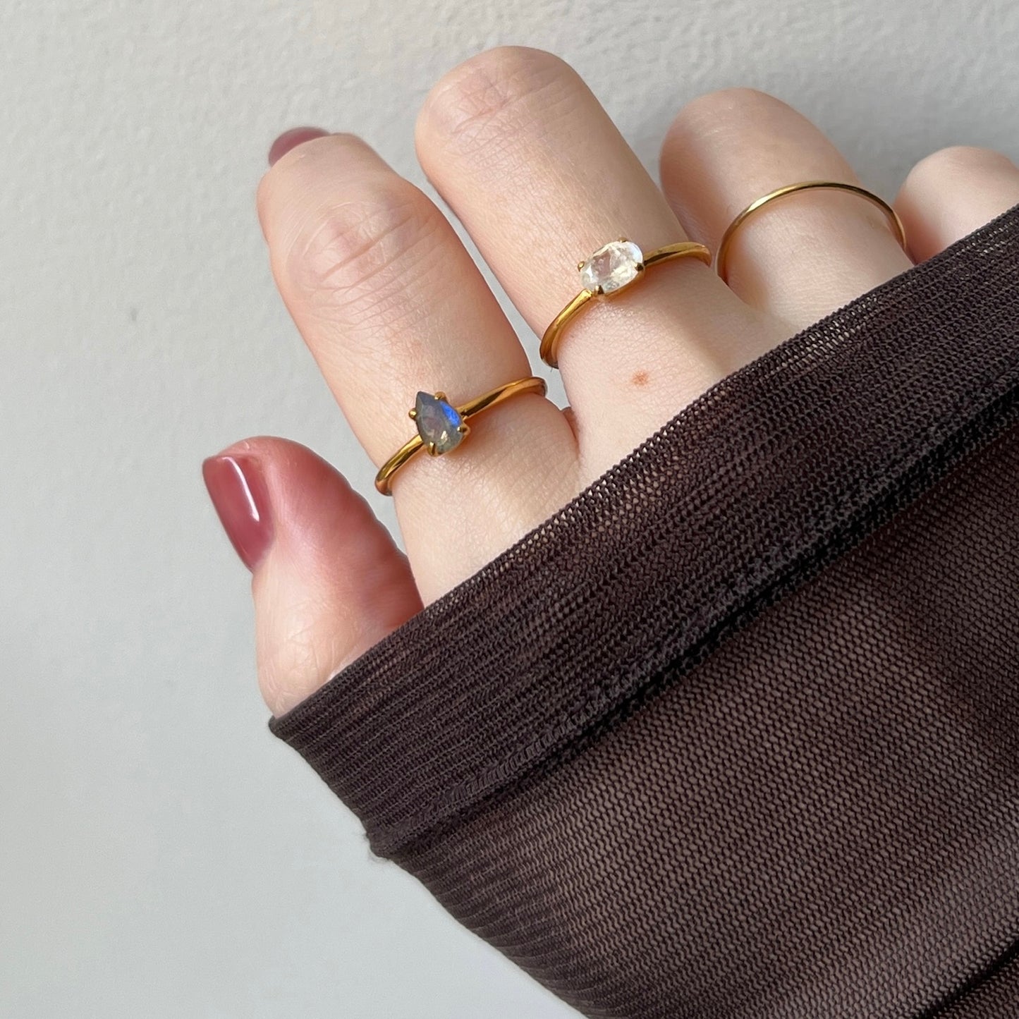 [ labradorite ] dorp faceted cut ring  gold [ free size ]