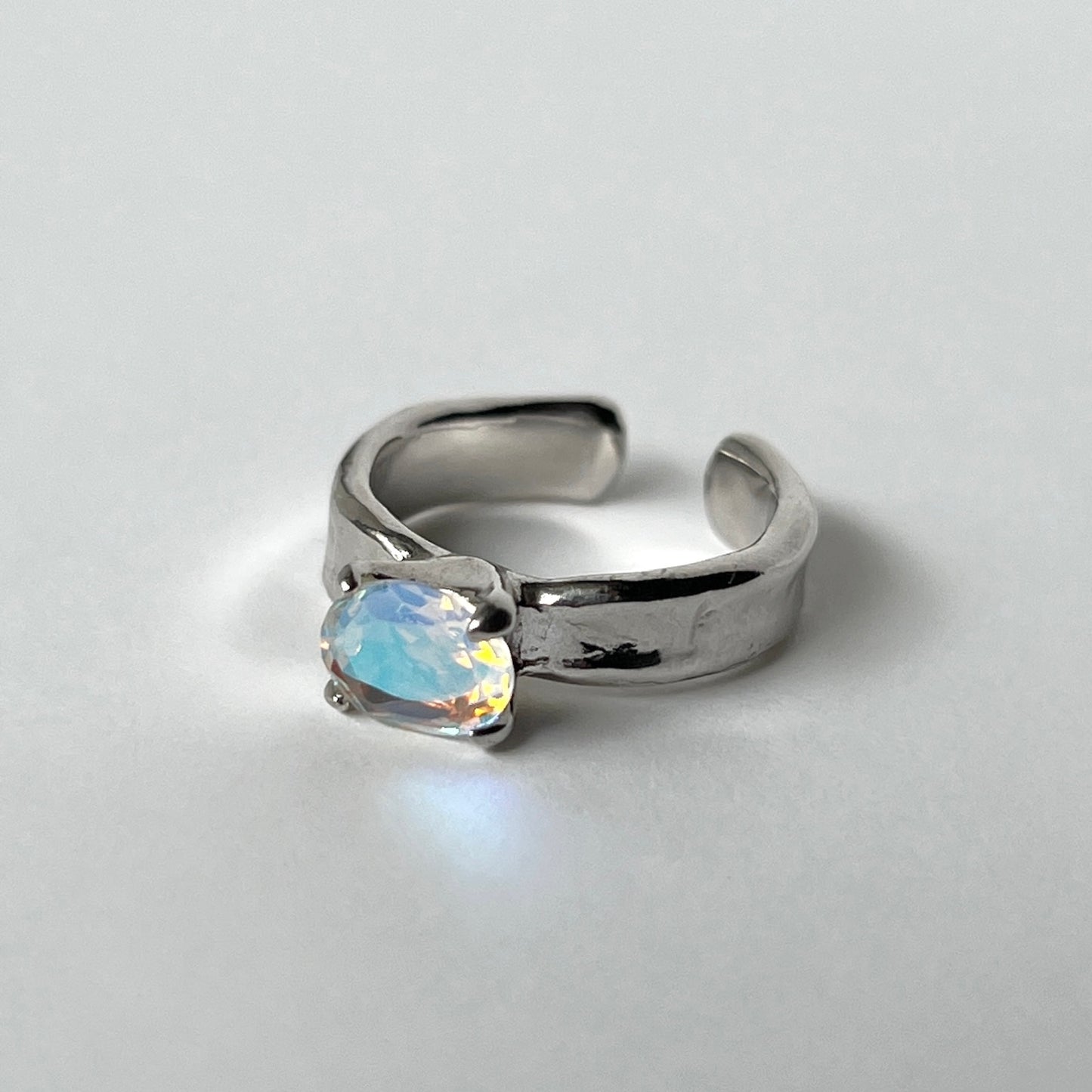 [ angel aura quartz ] um silver ring