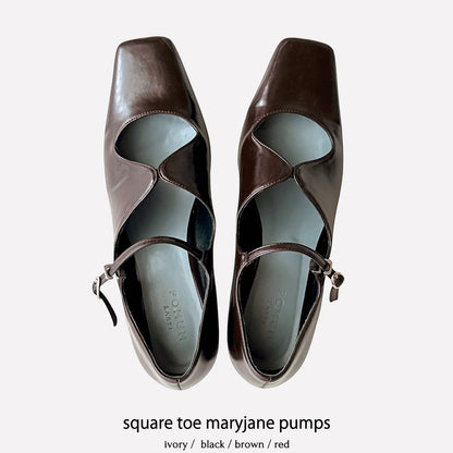 【Brown】square toe maryjane pumps【サンプル品(返品不可)】
