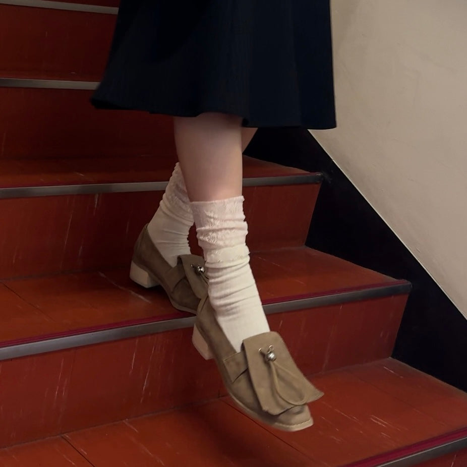 【WHITE】layered lace socks