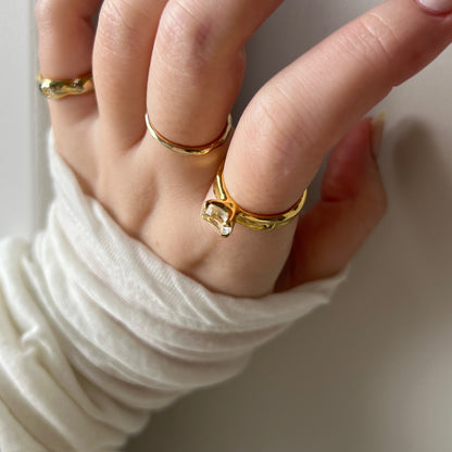 [ crystal ] um gold ring [ free size ]