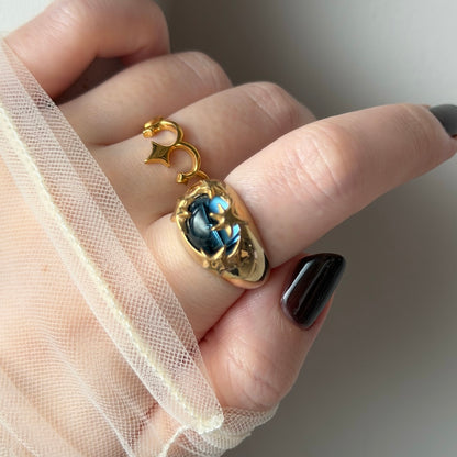 [ star dark blue ] twinkle ring gold