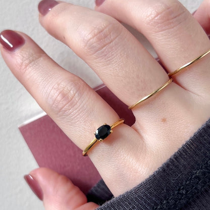 [ black opal ] oval faceted cut ring  gold