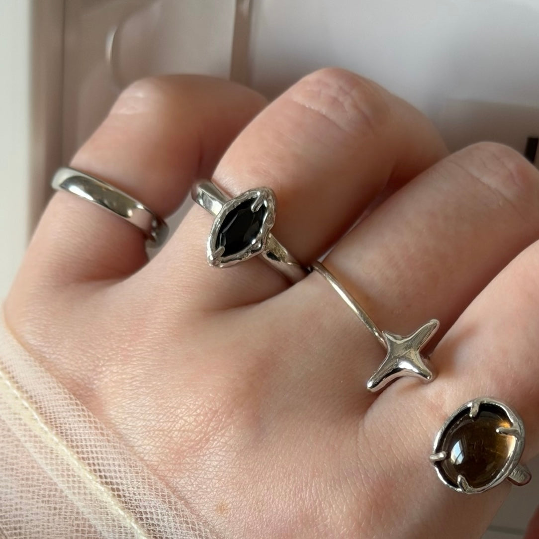 [ black spinel ] marquis stone silver