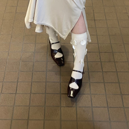 【Brown】square toe maryjane pumps【サンプル品(返品不可)】