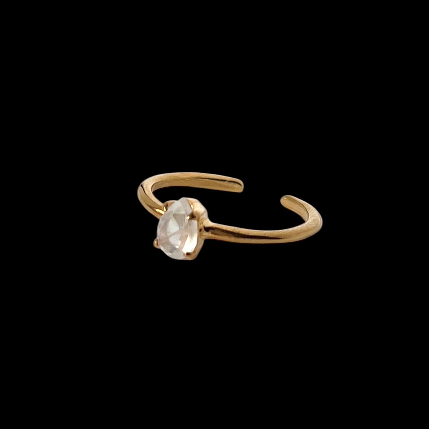 [ rainbow moon stone ] drop faceted cut ring  gold