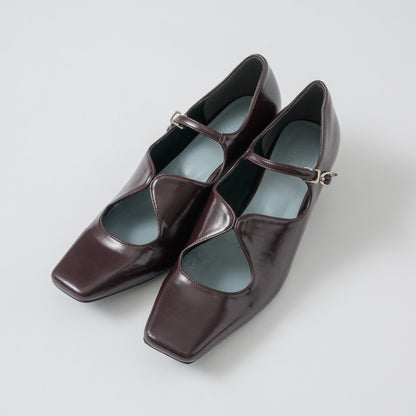 【Brown】square toe maryjane pumps【サンプル品(返品不可)】