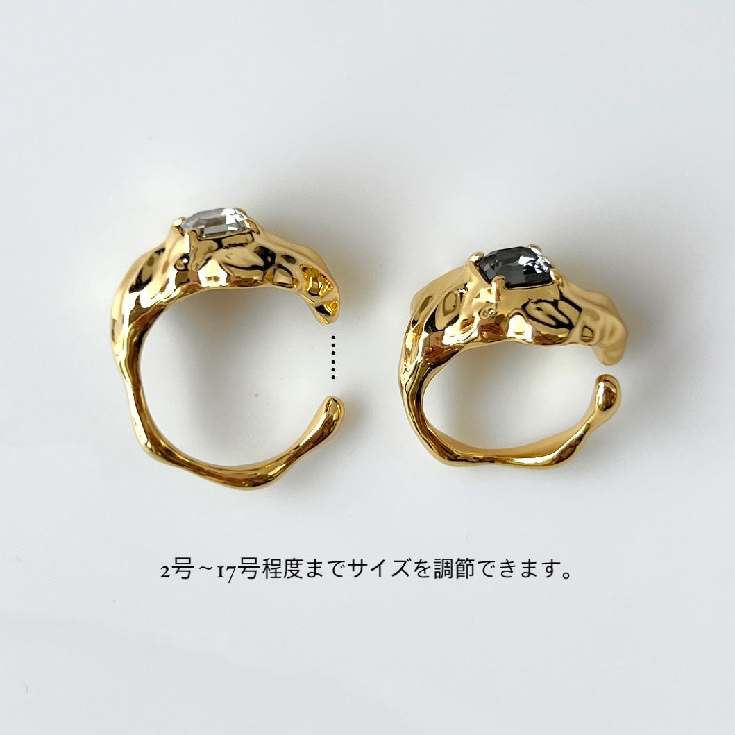 [ crystal night ]  melt ring  silver  [ free size ]