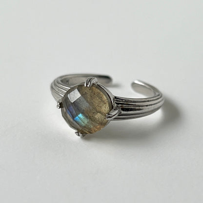 [ labradorite (rose cut) ] croissant silver