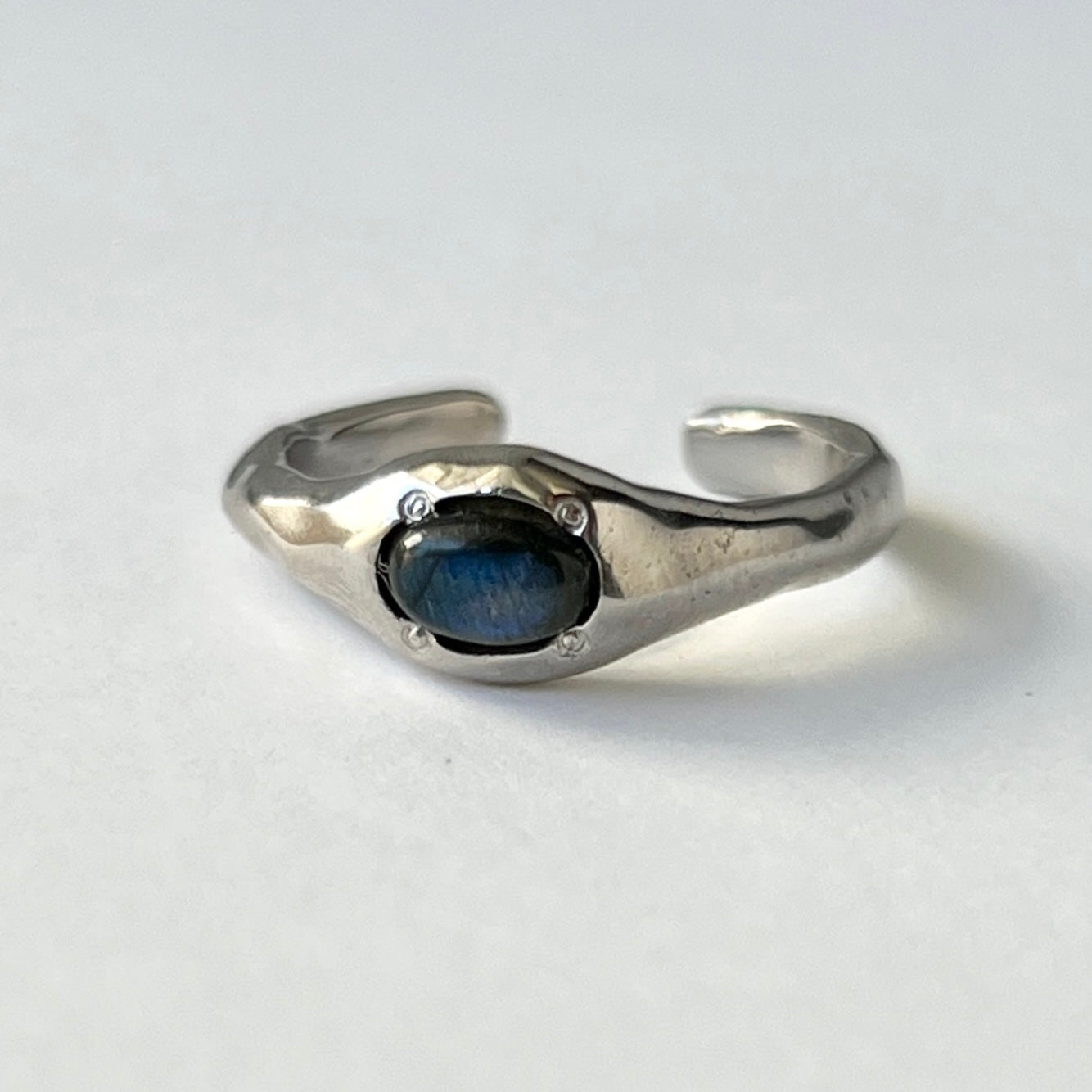 [ blue labradorite ] pebble silver [ free size ]