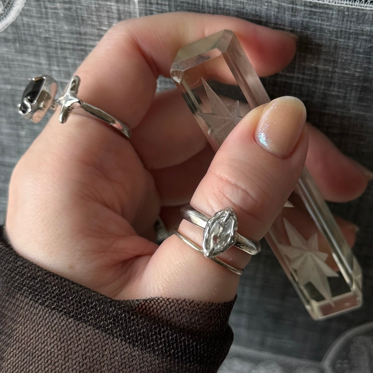 [ white topaz ] marquis stone silver