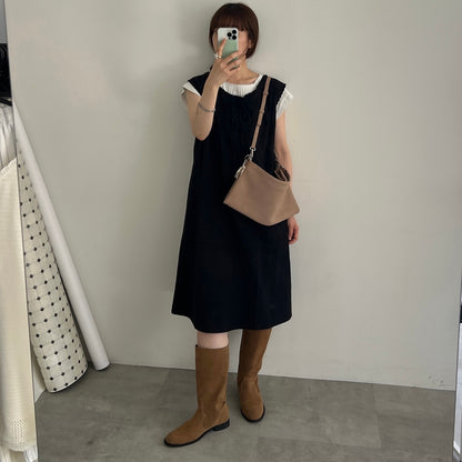 【BEIGE】2way suede shoulder tote bag
