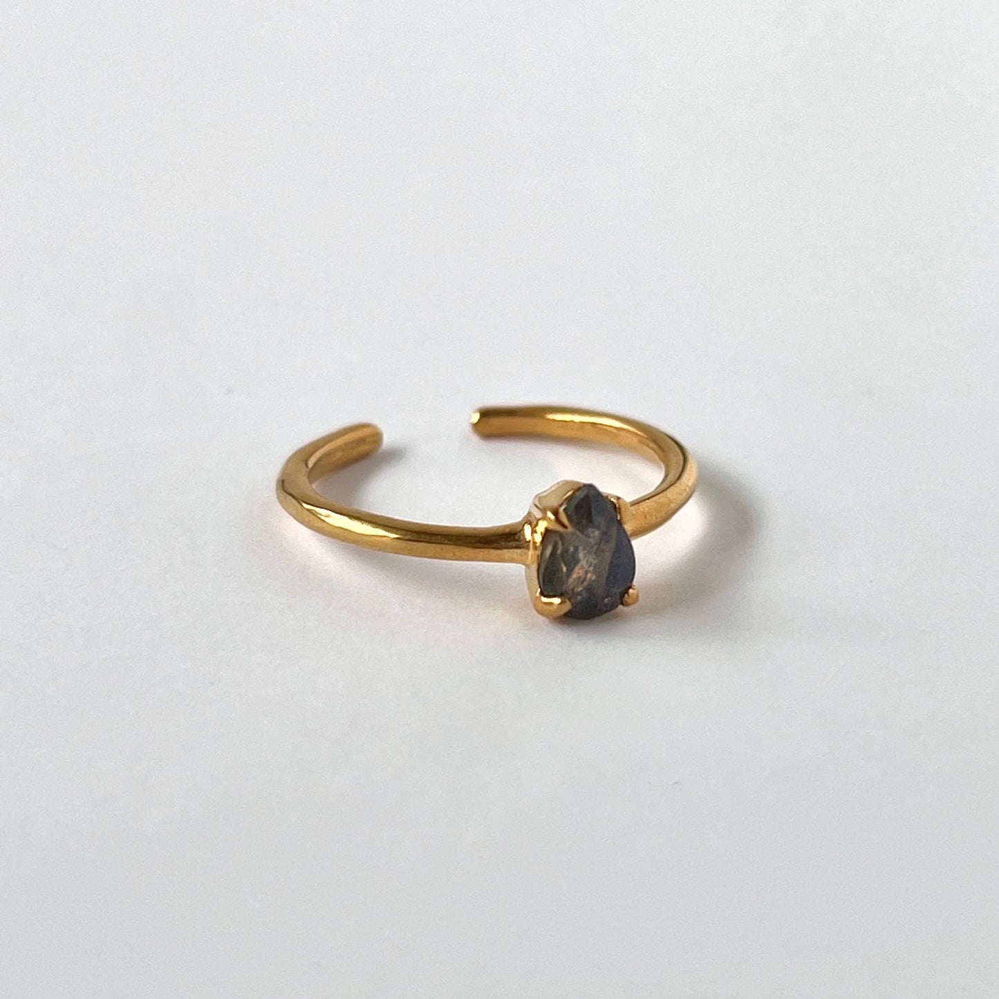[ labradorite ] dorp faceted cut ring  gold [ free size ]