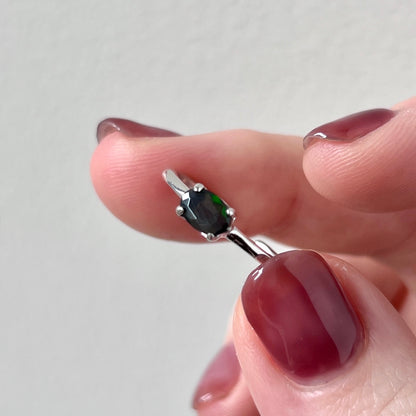 [ black opal ] oval faceted cut ring  silver [ free size ]