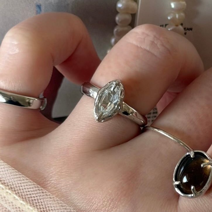 [ white topaz ] marquis stone silver