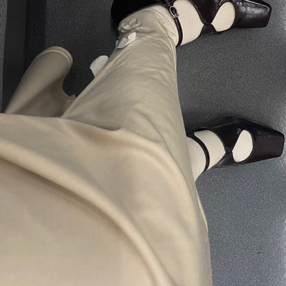 【Brown】square toe maryjane pumps【サンプル品(返品不可)】