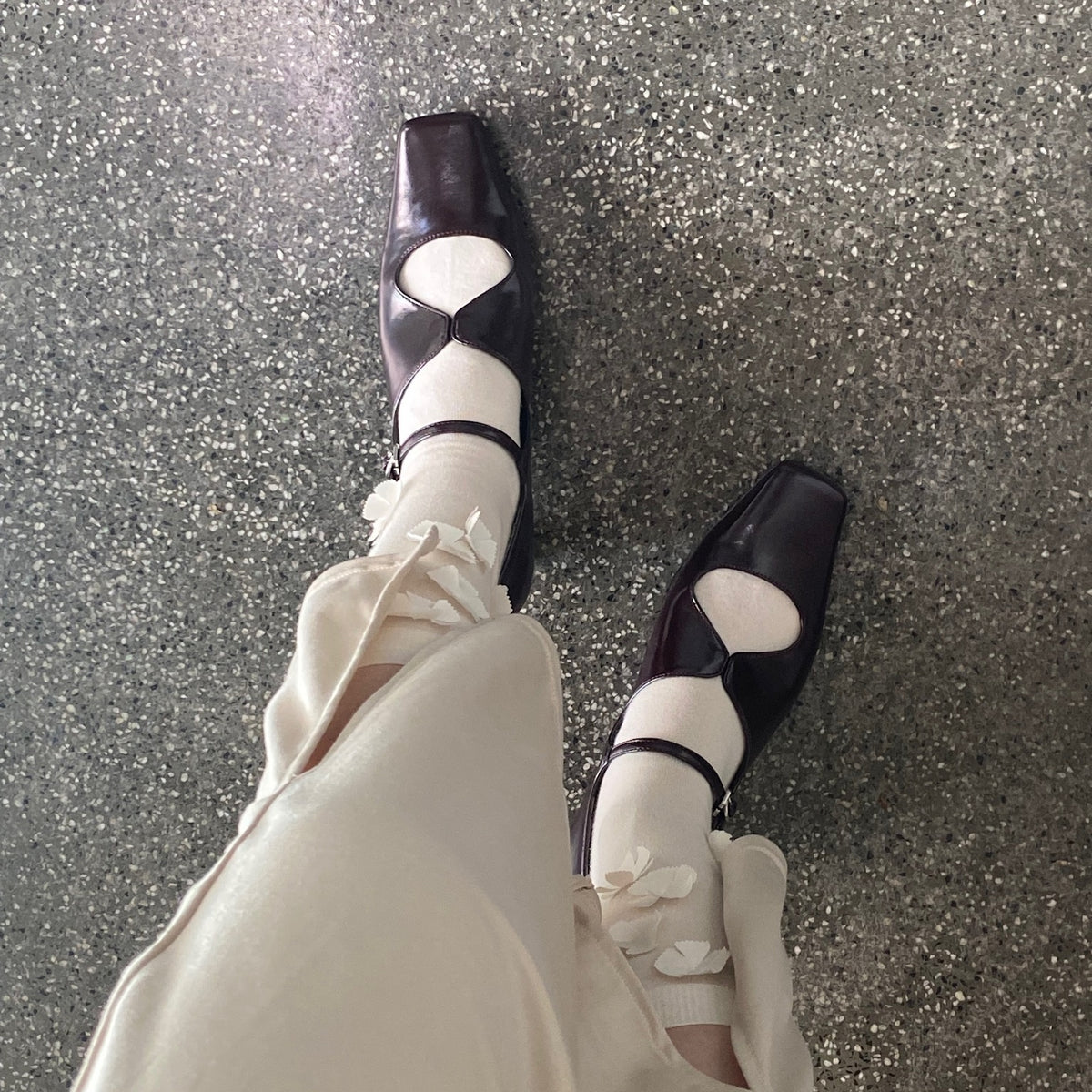 【Brown】square toe maryjane pumps【サンプル品(返品不可)】