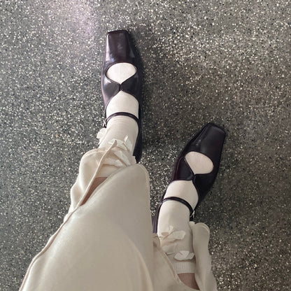 【Brown】square toe maryjane pumps【サンプル品(返品不可)】